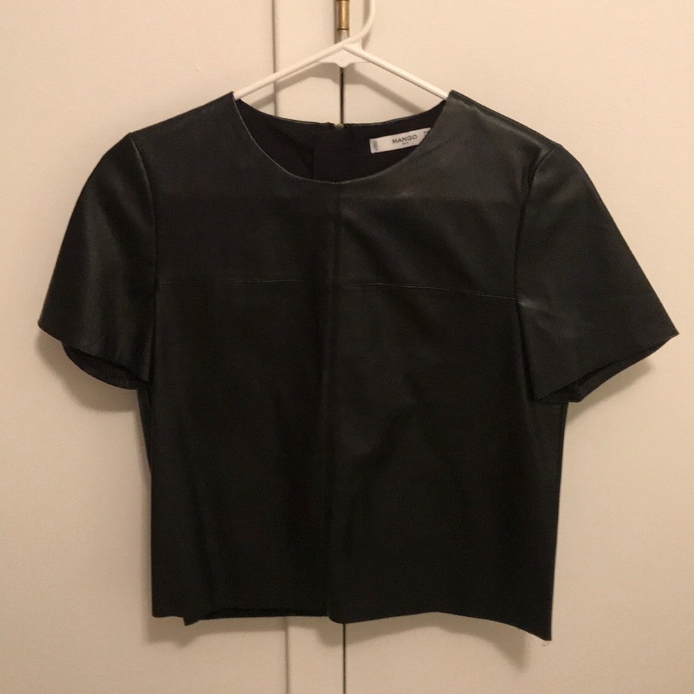MANGO faux leather top